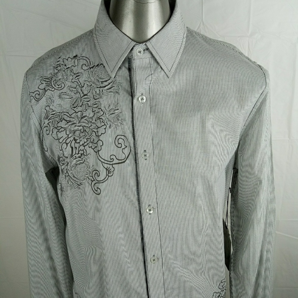 At Collins Print & Embroidered Shirt Button Front